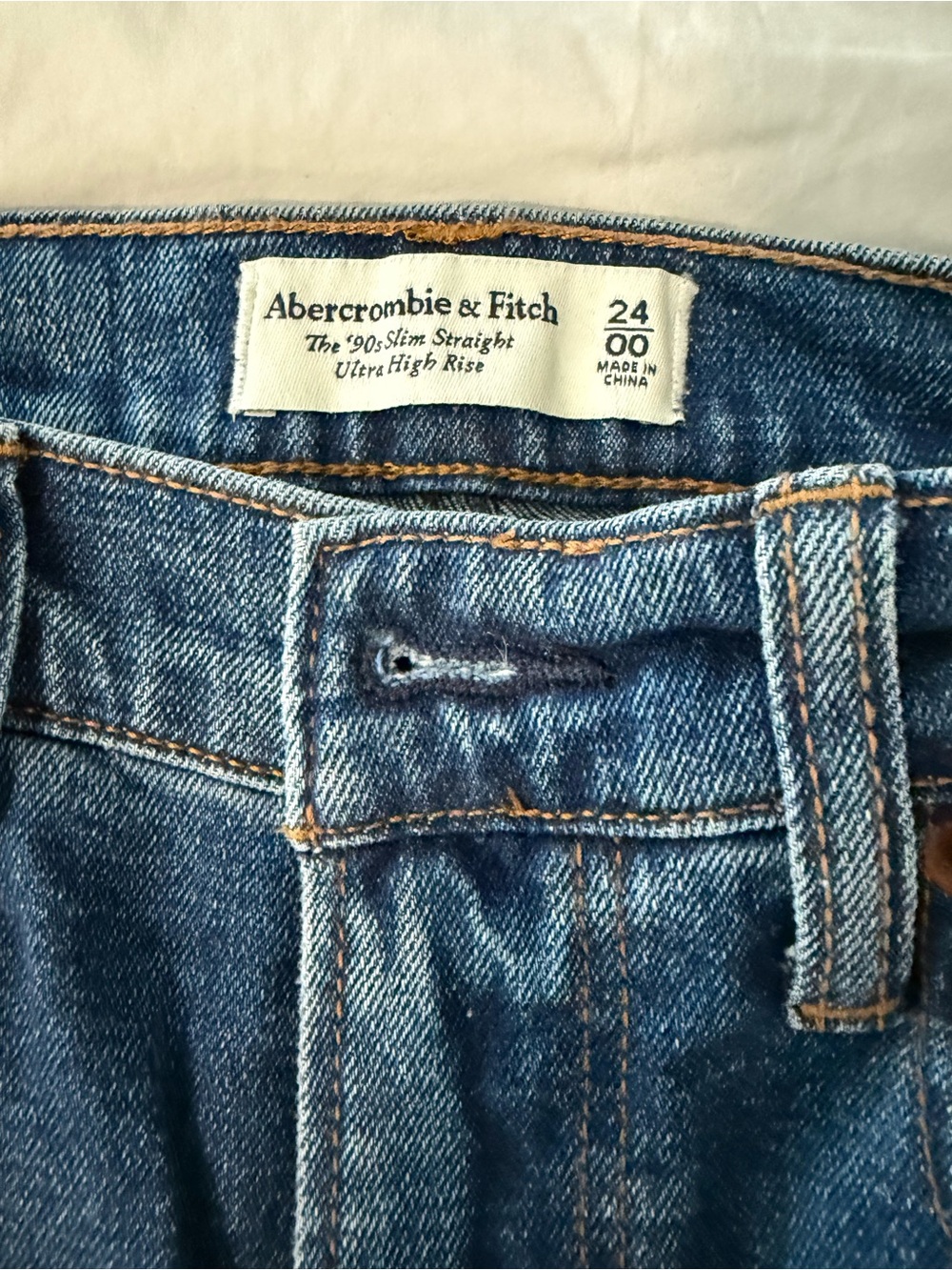 Abercrombie & Fitch Blue Denim High-Rise Slim Straight Jeans